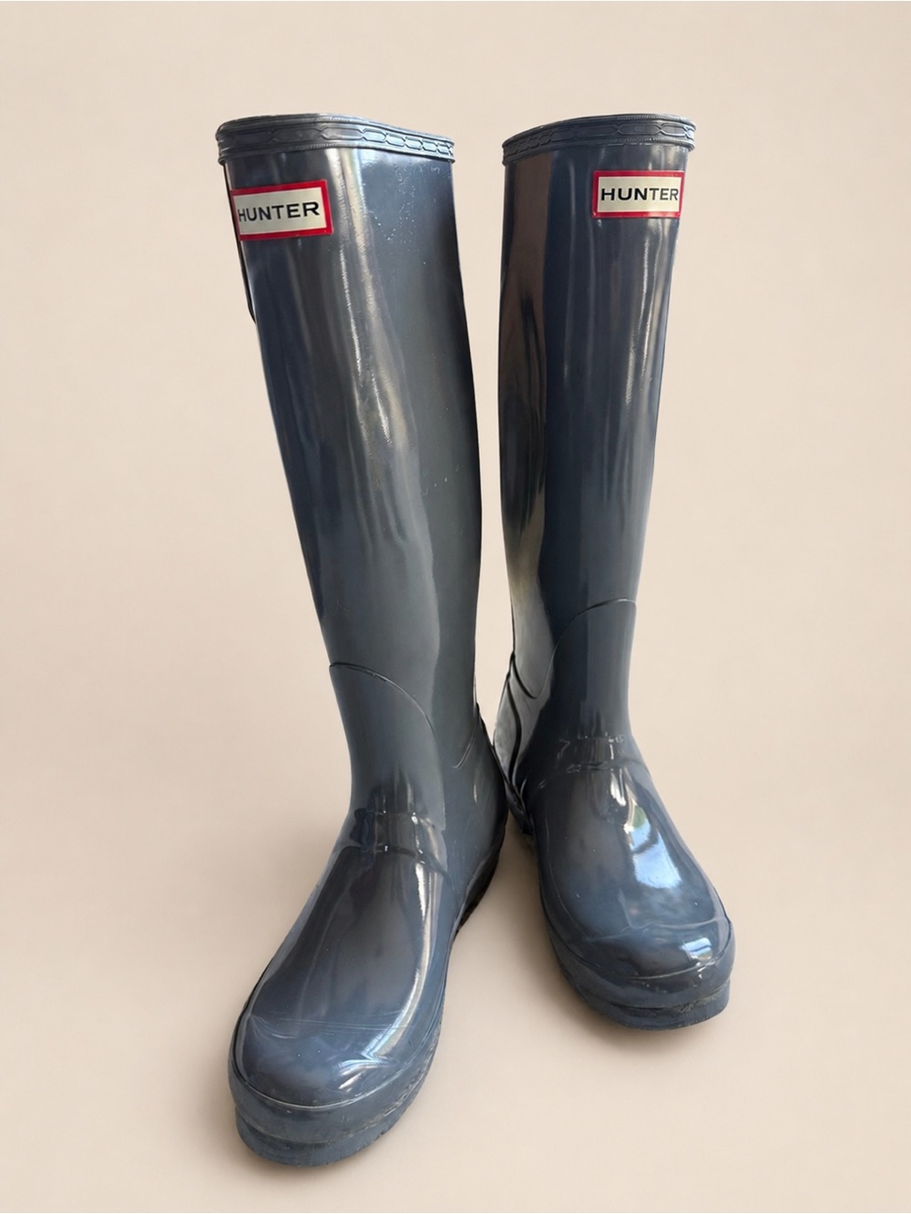 Hunter Original Tall Gloss Rain Boots Graphite Gray Size EU 37 / US 7